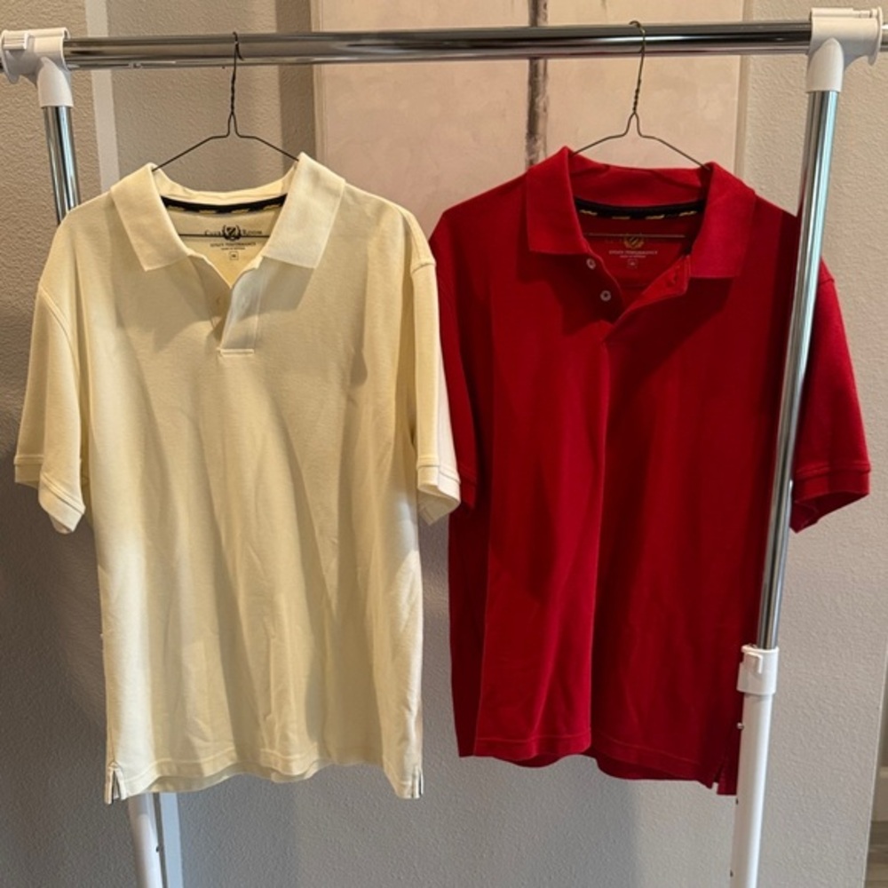 2 Macy's Exclusive Club Room Men's Estate Performance Polos Sz. M